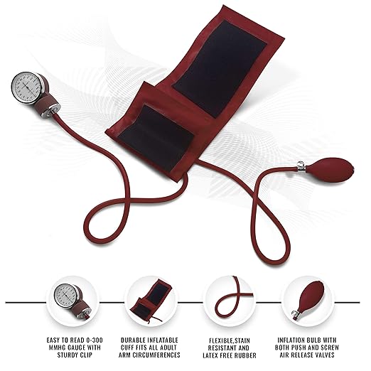 ASA TECHMED Nurse Essentials for Work Starter Kit, Stethoscope, Blood Pressure Monitor, Otoscope, Tuning Forks and More. 18 Pcs Doctor Kit, Nurse Gift (Burgundy)