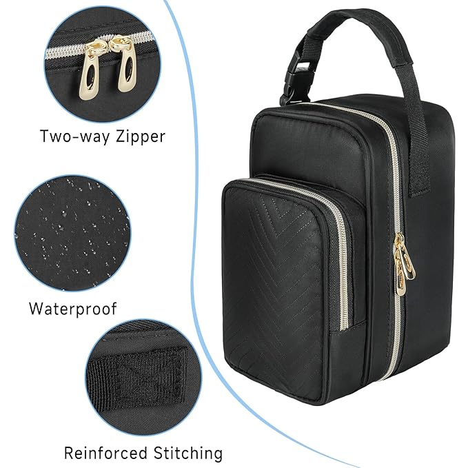 Breastmilk Cooler Travel bag with Ice Pack,Portable Breastmilk Cooler Bag with Buckle Handle,Insulated Breastmilk Storage Bag Cooler,Black