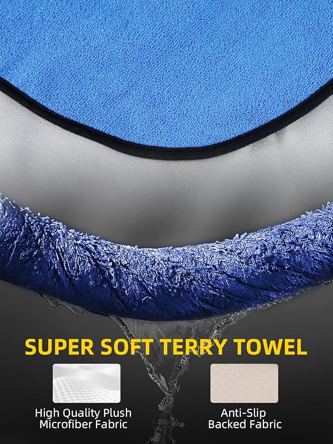 ZIMABLUE 1PC Waterproof Towel Car Seat Cover - 525g Heavy Duty 3-Layer Microfiber Sweat Protector for Bucket Seats - Non-Slip Machine Washable Universal Fit for Gym, Yoga, Beach, Pets & Outdoors-Blue