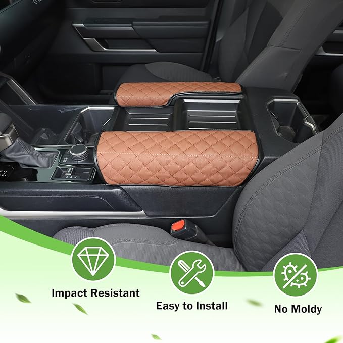Center Console Armrest Cover Protector Pad Compatible with Toyota Tundra Sequoia 2022-2025 Leather Car Console Armrest Seat Cushion Waterproof Armrest Cushion Lid Interior Accessories (Style C)