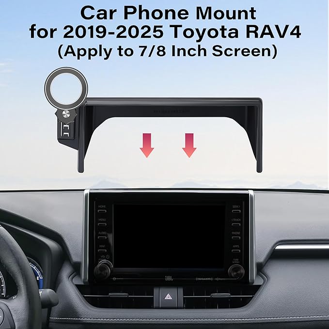 Car Phone Holder for Toyota RAV4 2019 2020 2021 2022 2023 2024 2025 Accessories Apply to 7/8 Inch Touch Screen Fixed Clip Magnetic Cell Phone Mount Hands-Free 360 Degree Rotation