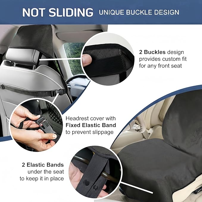 Car Seat Covers, 2PCS Premium Auto Seat Towel Fit Cars SUV Trucks, Ideal Gift for Active People Who Work Sweat Swim Run Beach, Black