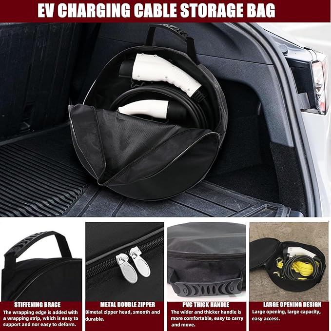 BLIRITEL EV Cable Bags, Portable EV Chargers Cable Storage & Organizer for Jumper Cables,Cords,and Hoses, Perfect for Electric Vehicles,RV Sewer Hose,Camper Accessories