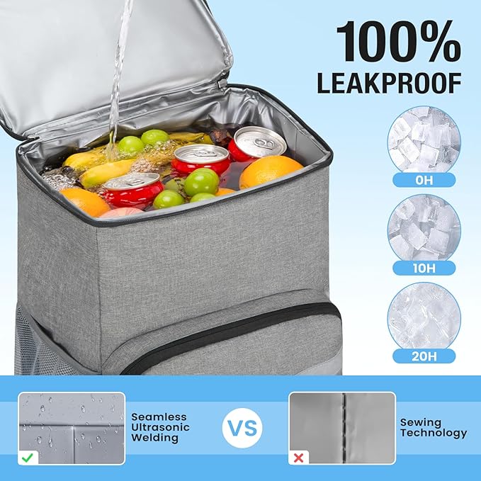 Backpack Cooler - 54 Cans Large Capacity Insulated Leak Proof Backpack for Men & Women, Cooler Bag Picnic Camping Beach Hiking Travel Lunch Backpack