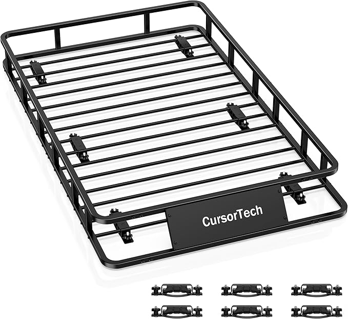 Roof Rack Basket 64" x 39" Heavy Duty Rooftop Cargo Carrier 300 lbs Capacity Steel Roof Racks Vehicle Cargo Baskets Luggage Holder Rack for SUV Truck Car Travel Camping Storage