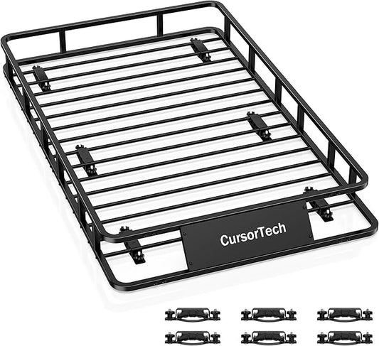 Roof Rack Basket 64" x 39" Heavy Duty Rooftop Cargo Carrier 300 lbs Capacity Steel Roof Racks Vehicle Cargo Baskets Luggage Holder Rack for SUV Truck Car Travel Camping Storage