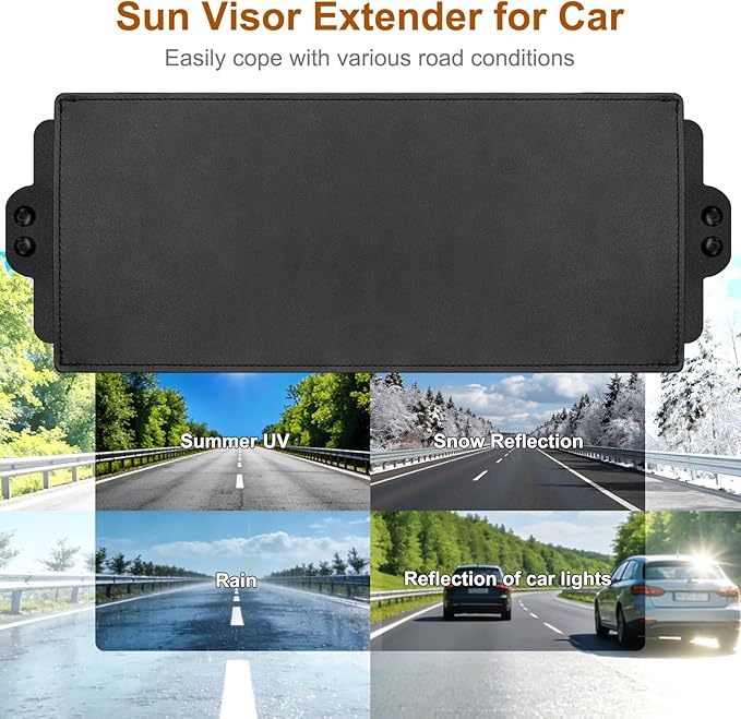 Sun Visor Extender for Car, Visor Extender Sun Blocker, Sun Visor Extender with Anti-Glare Lens Blocks UV & Sunlight, Adjustable Car Sun Visor for Safe Driving (1 Pack)