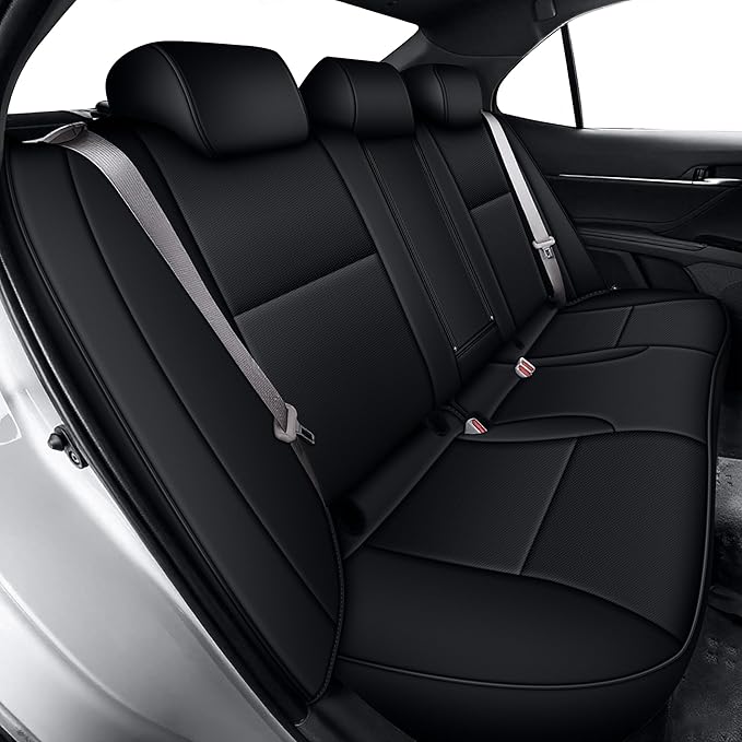AOMSAZTO Custom Fit Seat Covers for Toyota Camry 2025-2026 XLE XSE Full Set Faux Leather Car Seat Covers Waterproof Airbag Compatible Interior Protection (Black)