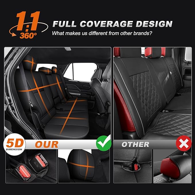AOMSAZTO Custom Fit Seat Covers for Toyota 4Runner 2025 2026 Full Set Faux Leather Car Seats Cover for 4Runner Accessories Black(5 Seats Model Only)