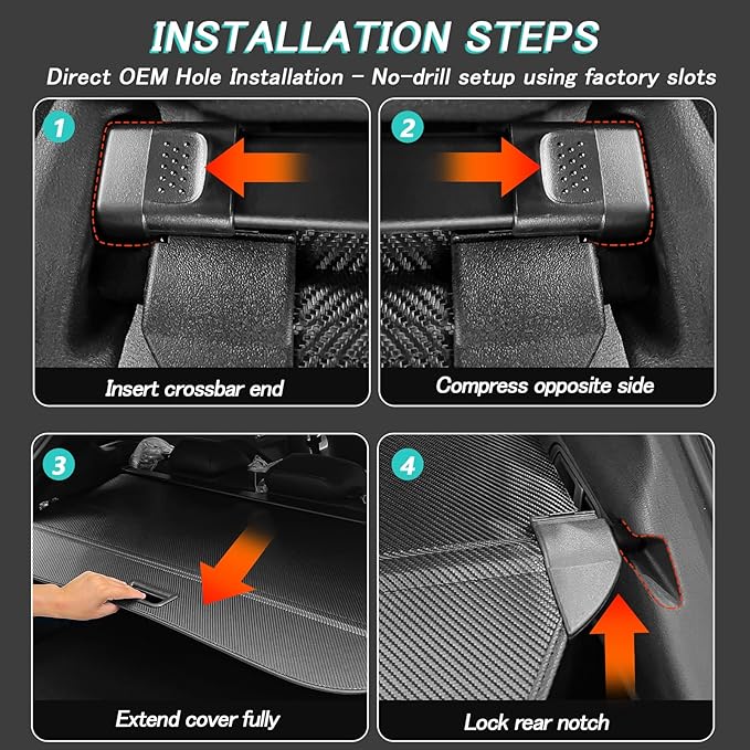 Cargo Cover for Kia Sportage 2023 2024 2025 2026 Accessories Retractable Trunk Cover Security Shielding Shade Cargo Luggage Cover Trunk Storage Privacy Protection (Carbon Fiber Texture)