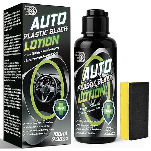 Plastic Restorer for Cars, 100ml Long-Lasting Black Trim Restorer, Waterproof, UV & Stain-Resistant, Ceramic Coating-Helps Repair Faded or Damaged Black Plastic Trim - Works in Seconds