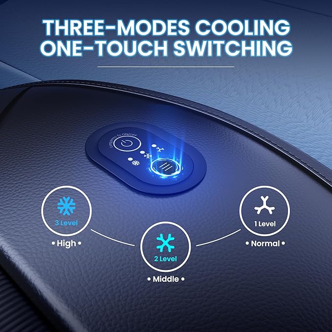 2025 Upgraded ICY Seat, Semiconductor Ventilated Cooling Car Seat Cover(Front Seat),12V-24V Cooling Car Seat Cushion with 3 Temp Modes,Universal Fit for SUV/Truck Accessories(Ice-Core Black)
