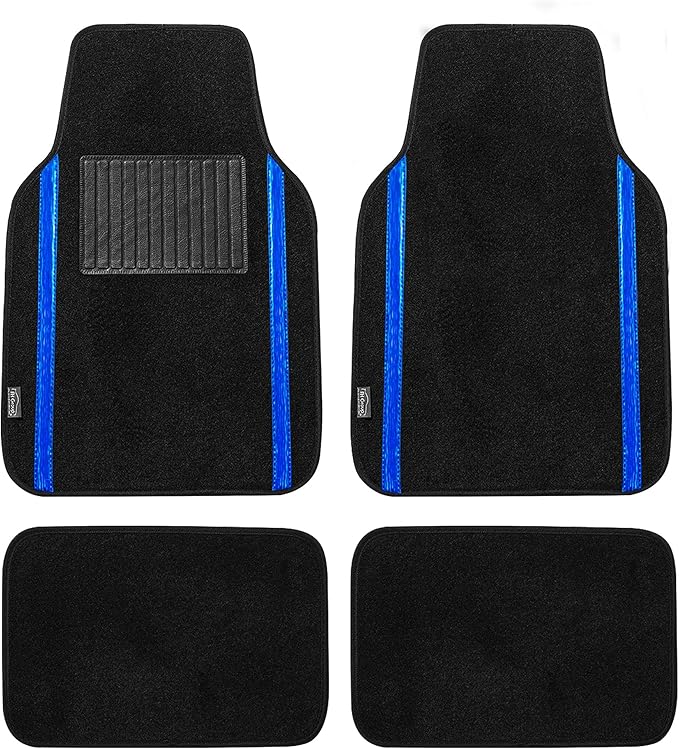 FH Group Universal Fit Car Floor Mats – All-Purpose Carpet Floor Mats & Protectors for Cars, SUVs & Trucks, Durable Automotive Carpet Mats, Blue & Black