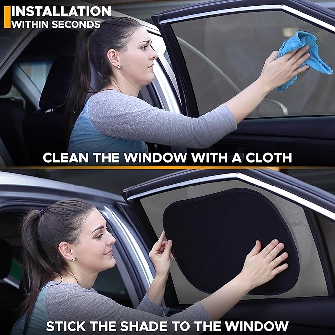 EcoNour Car Window Shades for Baby (4 Pack) | Protects Baby from Window Sun & Heat | Sun Shade Side Windows for Kids | Automotive Sun Protection from UV | Child Safety Accessories | Medium - 20"x12"