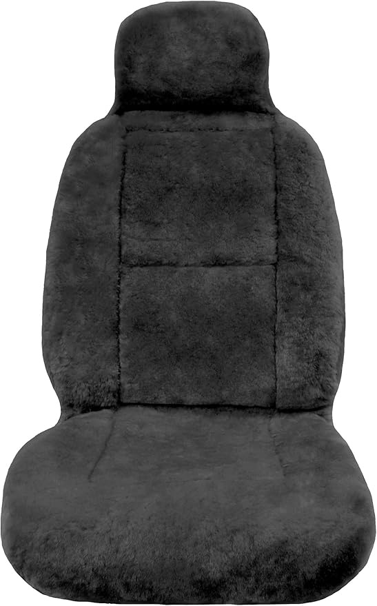 Eurow Australian Merino Sheepskin Car Seat Cover, Plush Universal Fit for Most Vehicles, Summer Cool & Winter Warm, Side Airbag Safe, Easy Installation, 56 x 23 Inches, Single Seat, Gray