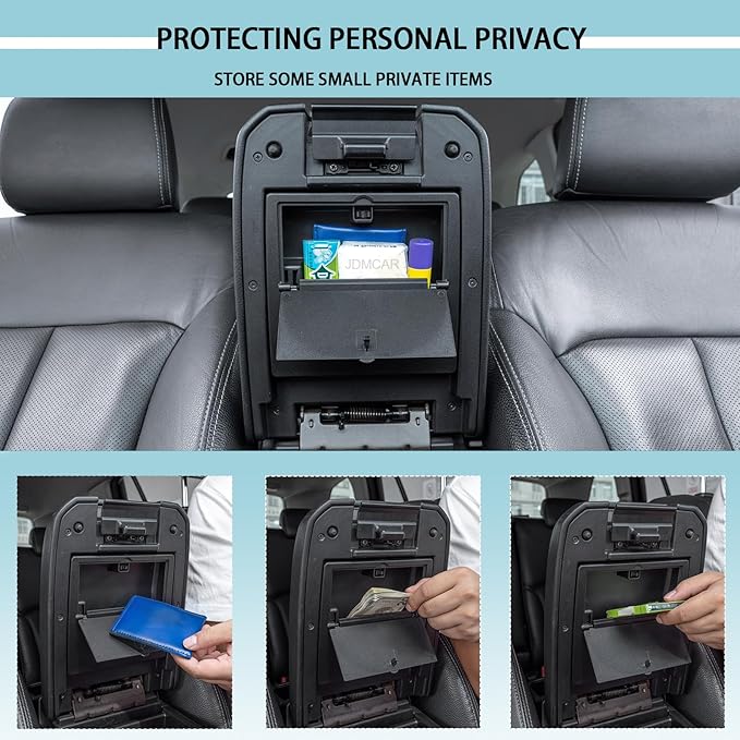 JDMCAR One-Touch Hidden Storage Box Compatible with 2016-2023 Toyota Tacoma Accessories Center Console Organizer Armrest Secret Compartment