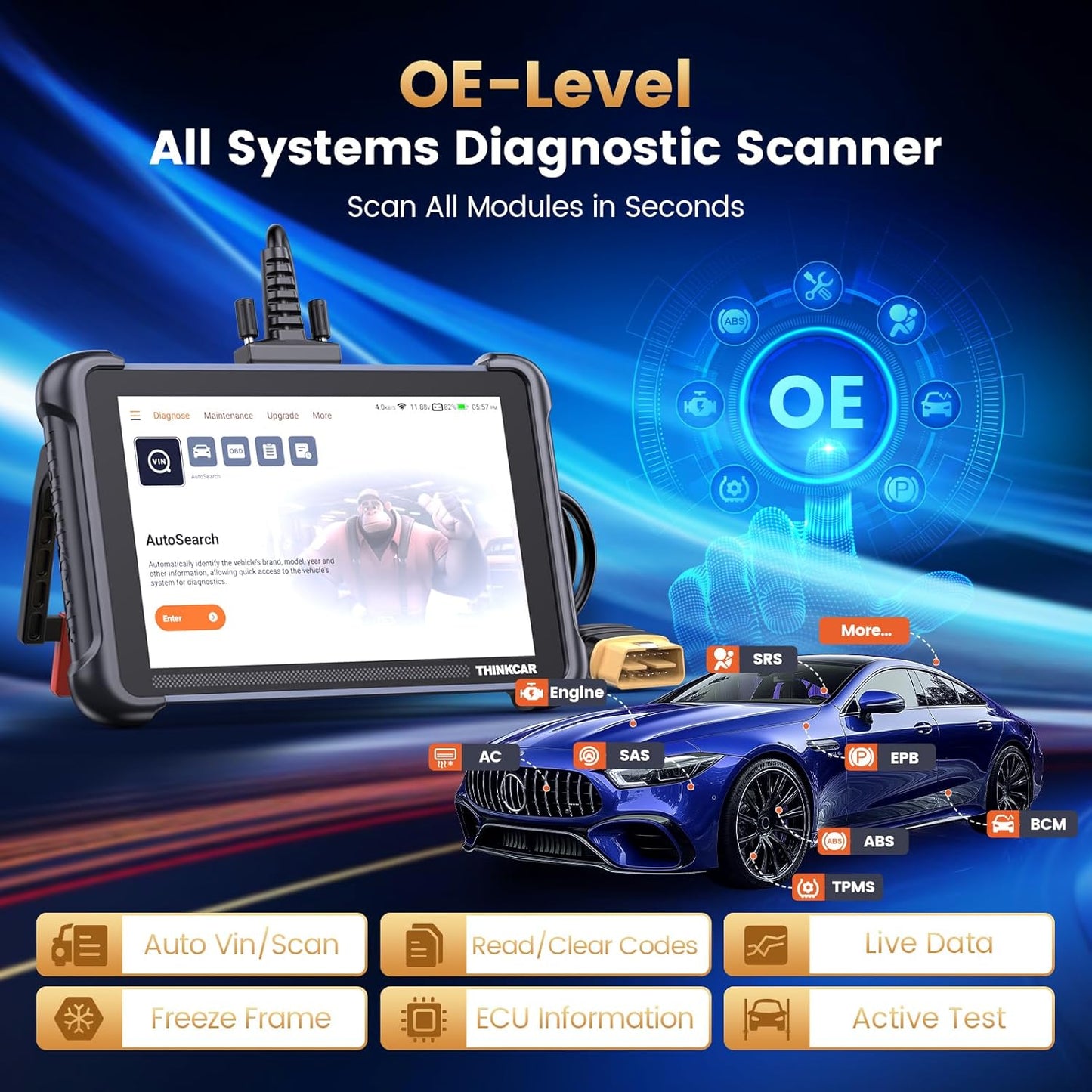 THINKCAR THINKSCAN 689 OBD2 Scanner, Bidirectional Scan Tool with Lifetime Free Update, 34+ Reset, 3000+ Active Test, ECU Coding, PMI, All System Diagnostic Scanner for Cars, CANFD & DOIP, FCA SGW