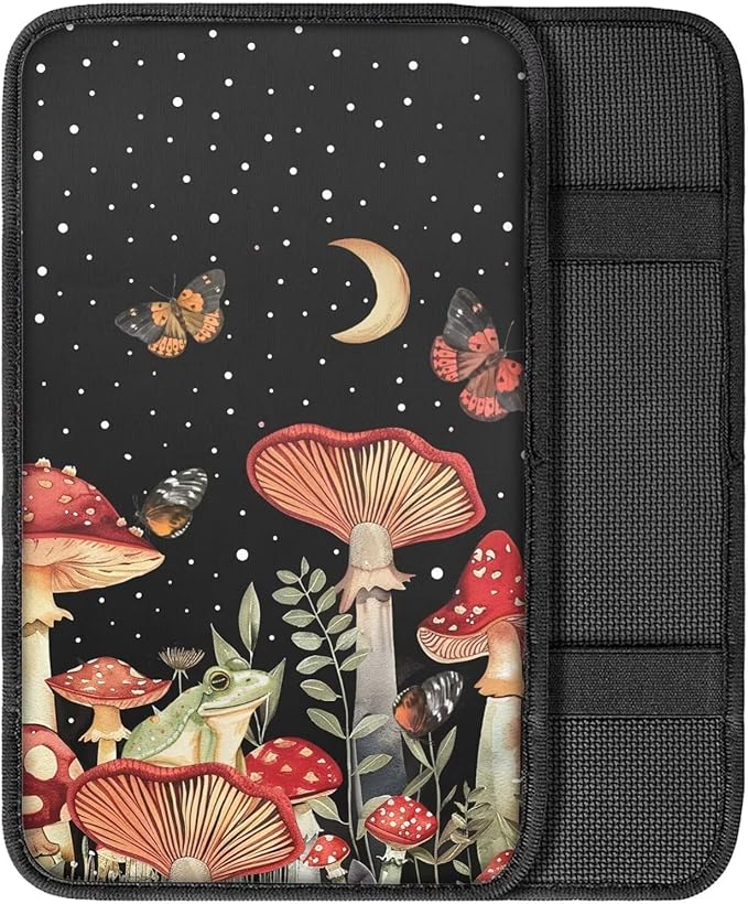 Dreaweet Car Center Console Cover Cute Mushroom Car Accessories for Women Girly Universal Car Armrest Cover for Truck SUV Sedan,Car Arm Rest Cover Pad