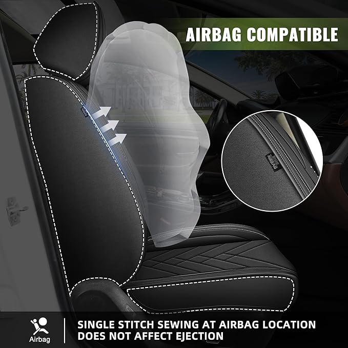 AOMSAZTO Car Seat Cover for Chevrolet Chevy Trax 2024 2025 2026 Full Set, Leather Car Seat Protector Waterproof, Non Slip Car Seat Cushion, Interior Seat Covers Automotive Accessories - Black