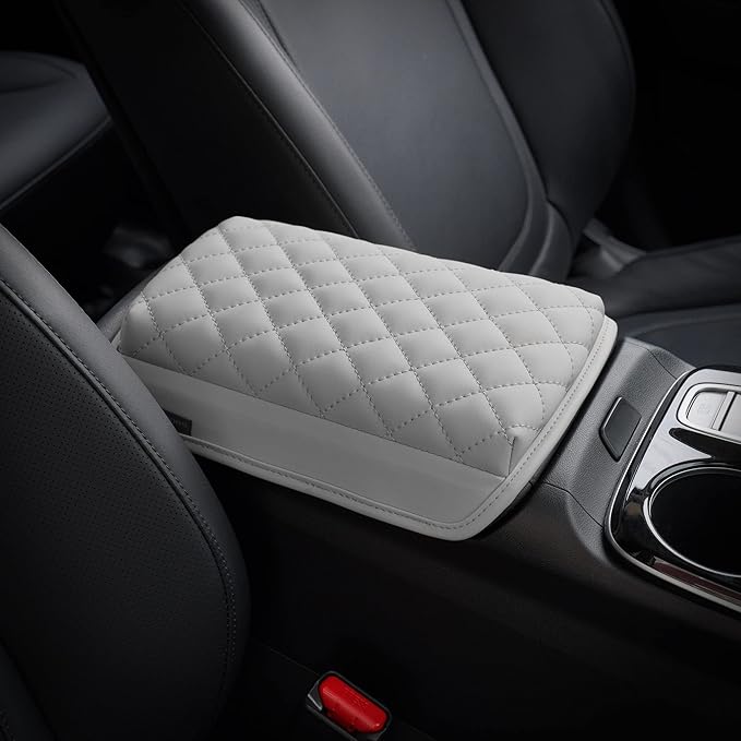 KMMOTORS Tucson(NX4) 2021~2024 Center Console Cover Light Gray, Armrest Cushion, Tucson Accessories, Vegan Leather, Console Lid Protector