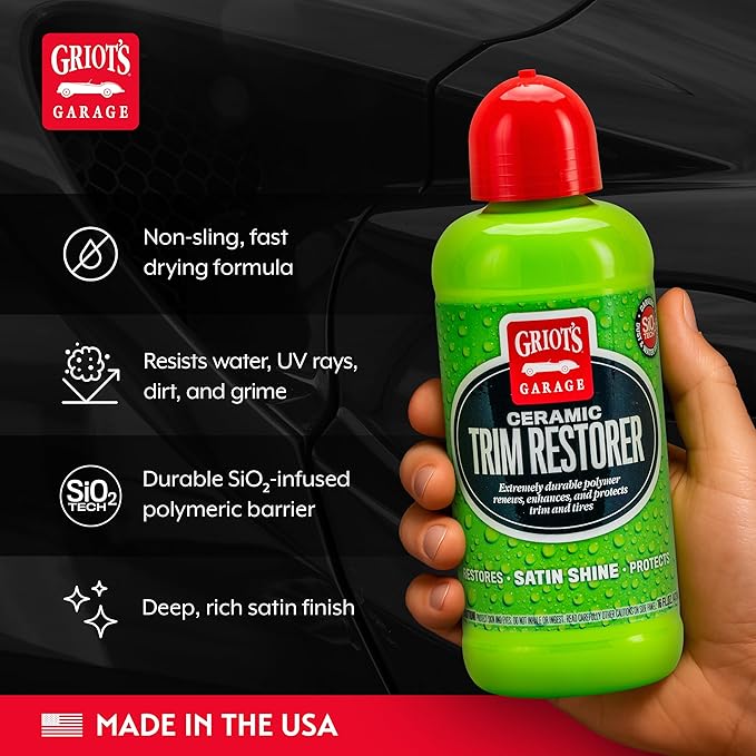Griot's Garage Ceramic Trim Restorer for Car Detailing, Ceramic-Infused Coating for Exterior and Interior Plastics, Vinyl, and More, 10944, 16oz