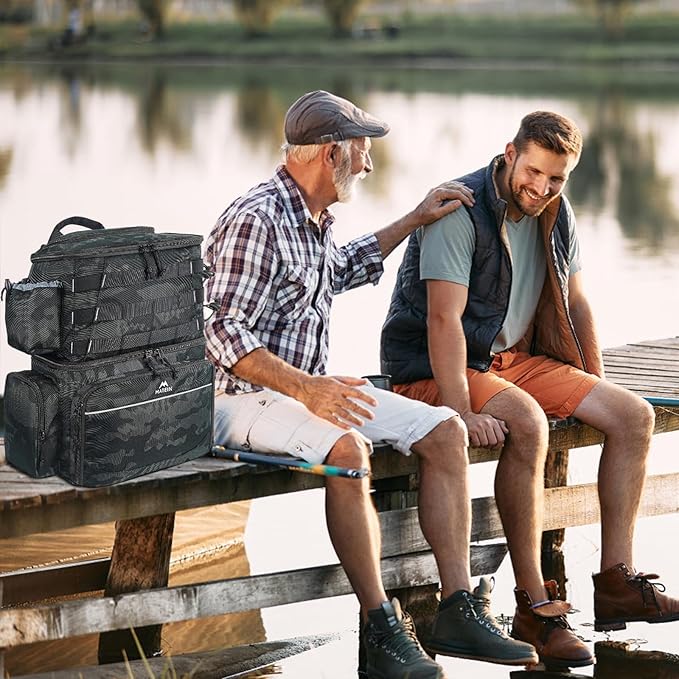 MATEIN Fishing Backpack, Water Resistant Tackle Storage Bag with Rod Holders & Cooler, Fishing Gifts for Men