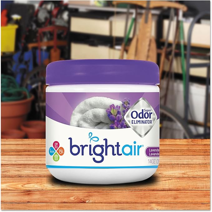 Bright Air Solid Air Freshener and Odor Eliminator, Lavender and Fresh Linen Scent, 14 Ounces (900014) , Purple