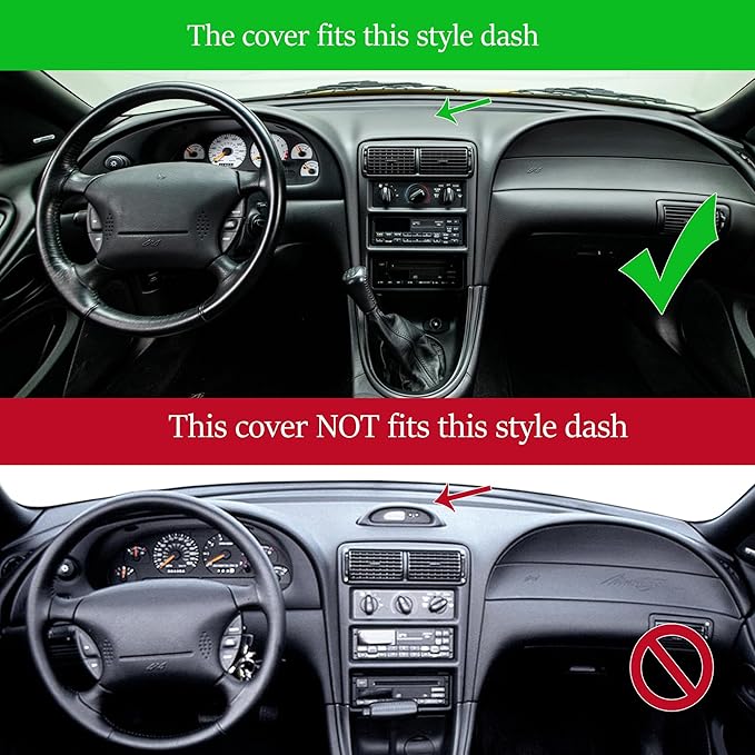 Yiz Dash Cover Mat for Ford Mustang Dashboard Pad Carpet (Black) J136