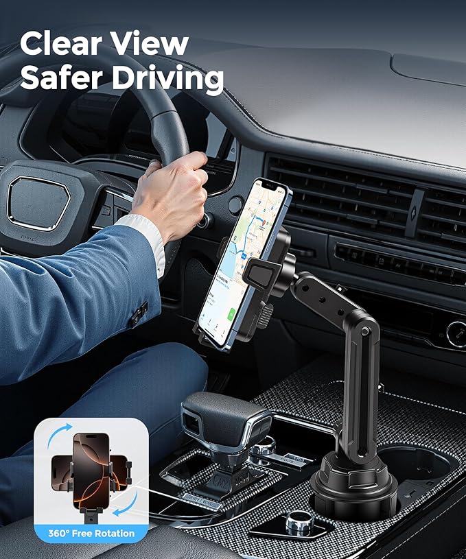 Cup Phone Mount for Car, Cup Holder,Universal Cup Phone Cradle Holder with Long and Adjustable Neck, Fits iPhone/Samsung/Motorola/Google/LG/TCL & 4.0-7.0 Inch Smartphones