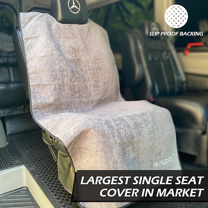 Malo’o SeatGuard Terry Cloth Car Seat Cover Towel, Universal Seat Protector Towel for Trucks and Cars, Soft & Warm Dual Layer Seat Cover for Sports Gear, Dogs and Wet Clothing