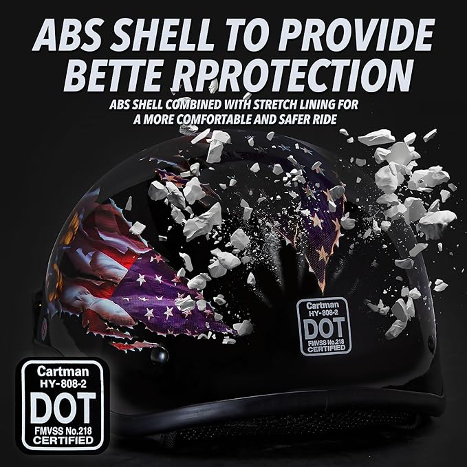 Cartman Cruiser Scooter Motorcycle Half Face Helmet, Patriotic Eagle USA Graphics, DOT Approved for Bike Scooter ATV UTV Chopper, Small