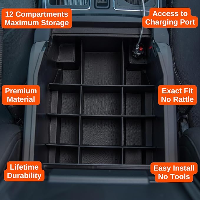 Vehicle OCD - Center Console Organizer for Ford F150 (2021-2026) (Full Console w/Bucket Seats ONLY) - Made in USA - Select 2024-2026 Models - SLX169
