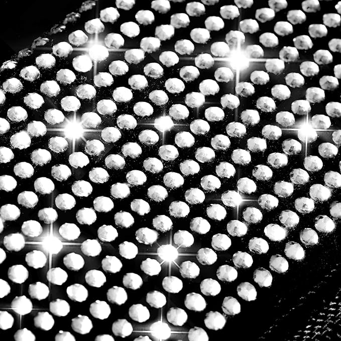 CAR PASS 3 Row Bling Diamond Car Mats Shining Carpet Rhinestones Sparkly Glitter Floor Mats Anti-Slip PVC Heel Pad Universal for Automotive SUV,Sedan,Van, 3rd Row 2 Rear for Girl Women, Black Silver