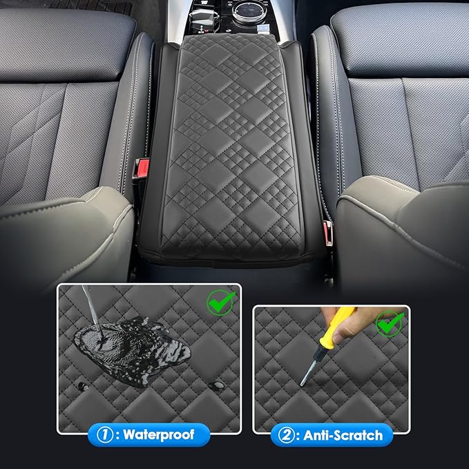 for 2025 2026 BMW X3 Center Console Cover for BMW X3 G45 (30 xDrive/M50 xDrive), Comfy&Cushion Leather Armrest Cover 2026 2025 X3 Interior Accessories (Black-Padded)