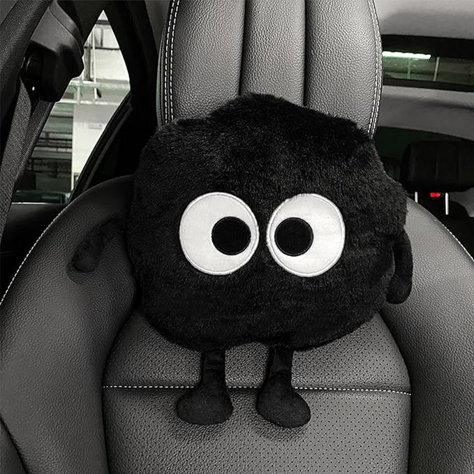 Car Headrest Pillow 2PCS Cute Big-Eyed Sprite Car Headrest Pillows Travel Neck Pillow Comfortable Neck Support - Plush Comfort Neck Cushions for Cars, Home & Office