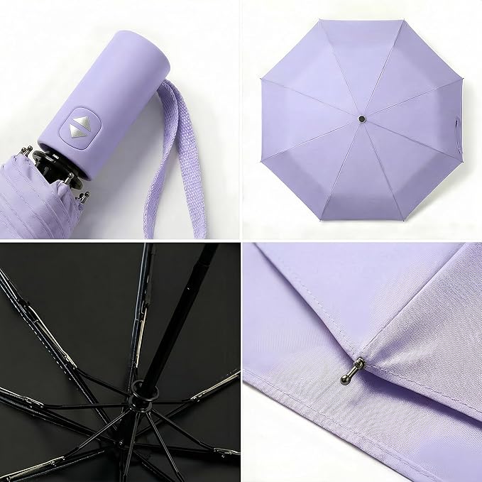 BAODINI Small UV Protection Travel Umbrella Compact for Rain and Sun UPF 50+ Windproof Portable 42 inch Umbrella for Women and Men