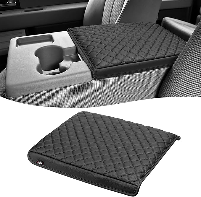 Center Console Armrest Cover for Ford F150 2011 2012 2013 2014, Middle Console Lid Protective Covering, Arm Rest Cushion Pad, PU Leather Interior Accessories, Anti-Scratch, Black (Fits Jump Seat Only)
