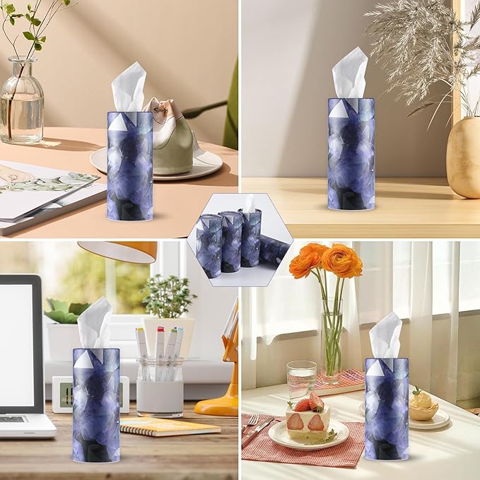 SINGARO Car Tissue Holder, 4 Pack Car Cup Holder Facial Tissues with Travel Tissue Bag, Quick and Convenient Flower Combination Box(4 Canisters/200 Tissues) Purple