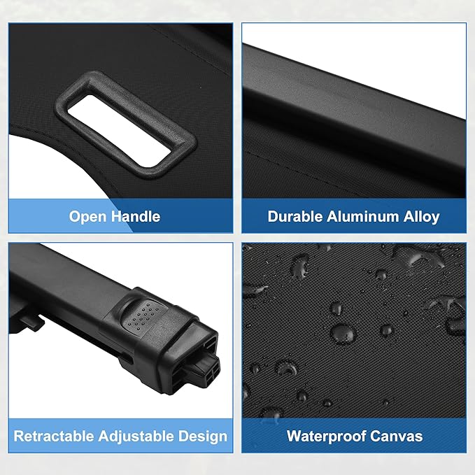 uxcell Retractable Cargo Cover for Honda Passport 2019-2023 Waterproof Non Slip SUV Rear Trunk Shielding Shade Black