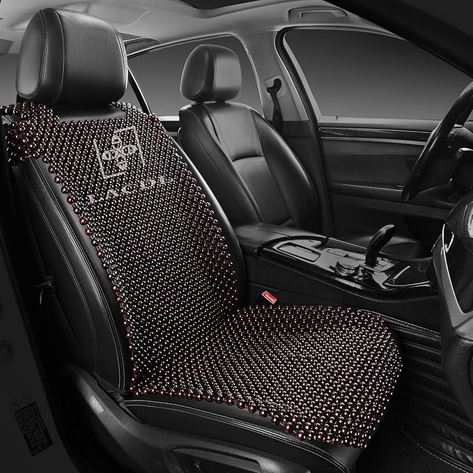 LACDL Beaded Car Seat Covers for Cars, Cooling Bead Seat Cover for Trucks & SUVs - Auto Ventilated Seat Cooler Pad, Natural Wood Breathable Beads - Sweat Protector for Summer, Dark Red