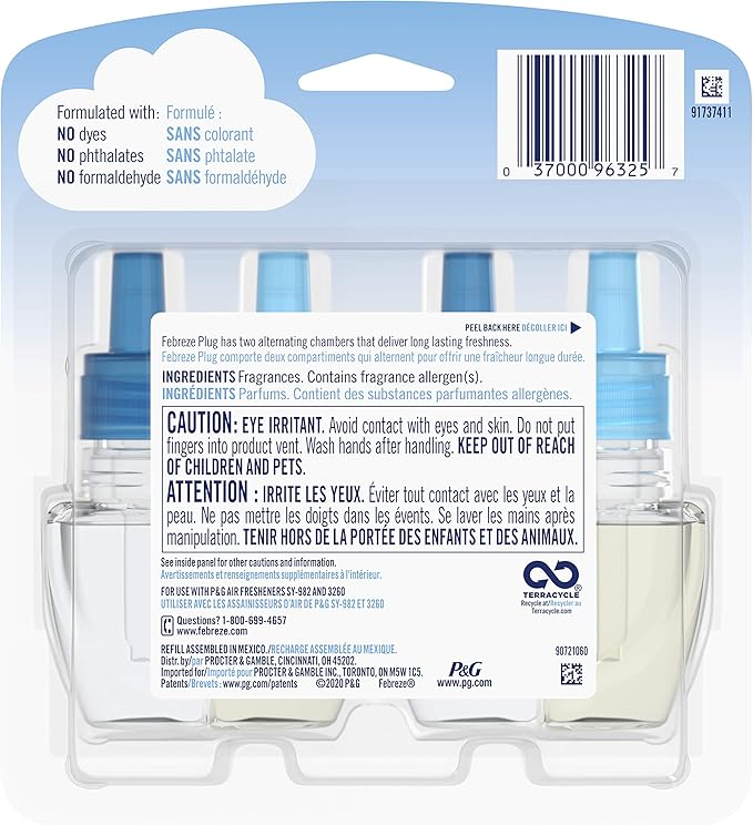 Febreze Odor-Eliminating Fade Defy PLUG Air Freshener Refill, Bora Bora, (2) .87 fl. oz. Oil Refills