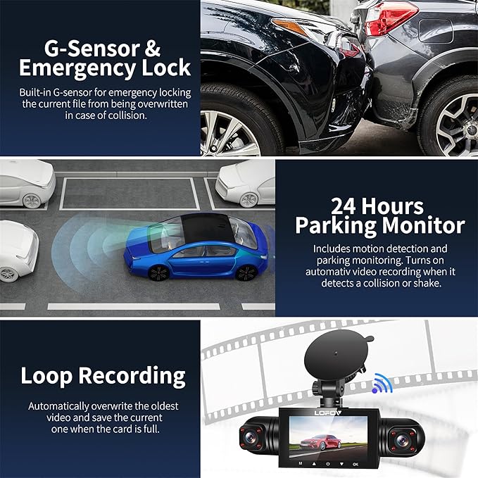 4 Channel Dash Cam 360° View, 2K Front and Rear Inside, Left Right Dash Camera for Cars, 8 IR Lamps Night Vision, 5G WiFi & APP Control, G-Sensor, Parking Mode, with a Free 64GB SD Card