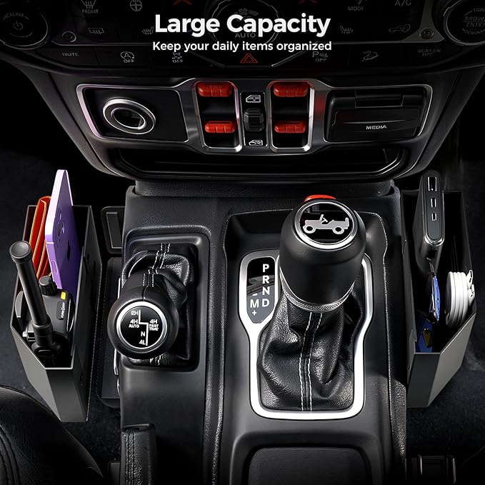 DIAMOOKY Metal Magnetic Center Console Organizer for Jeep Wrangler JL JLU 4XE 2018-2026 & Gladiator JT 2020-2026 Accessories Gear Shift Storage Box, Flag (Not for JK/JKU)