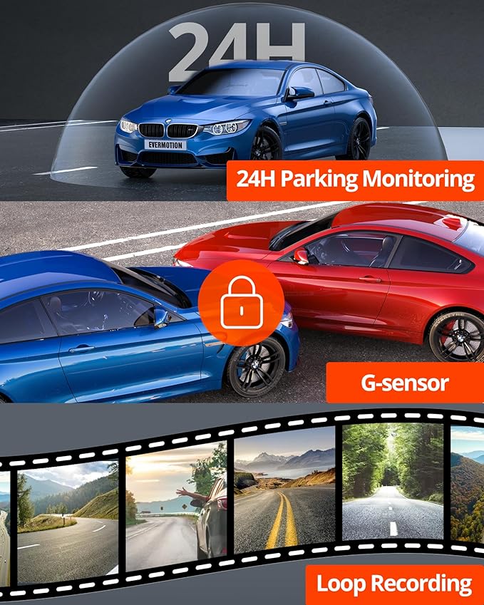 Kingslim D4PRO Dash Cam Front and Rear - 4K + 2K Dual Car Dashcam with WiFi GPS Dash Camera, Optional Inside Recording, Voice Control, Type C, Support 256GB Max
