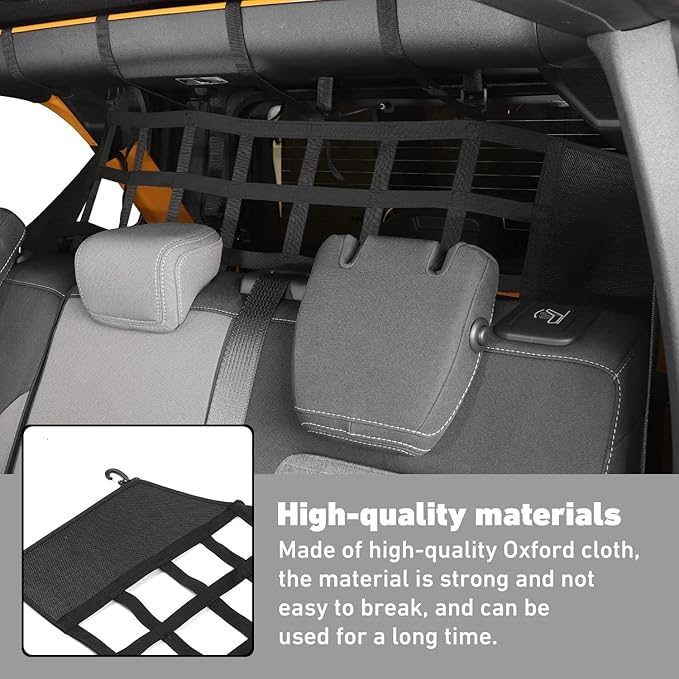 Linskip Cargo Pet Barrier Mesh Compatible with 2021 2022 2023 2024 Ford Bronco Accessories, Pet Mesh Divider Backseat for Bronco 4 Door Trunk Interior Accessories, Black