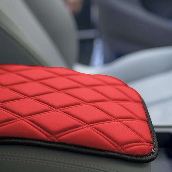 FH Group Neosupreme Red Diamond Pattern Center Console Pad – Water-Resistant Armrest Cover Protector for Cars, SUVs & Trucks