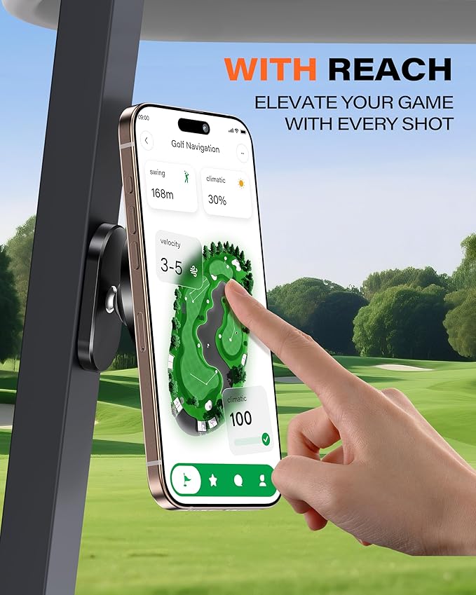 A2C Alloy Magnetic Golf Cart Phone Holder for MagSafe iPhone, Unique Golf Gifts for Men Golfers Dad Father, Golf Gift for Him Husband, Golf Accessories Essentials Gadgets Fits EZGO, Club Car (Black)