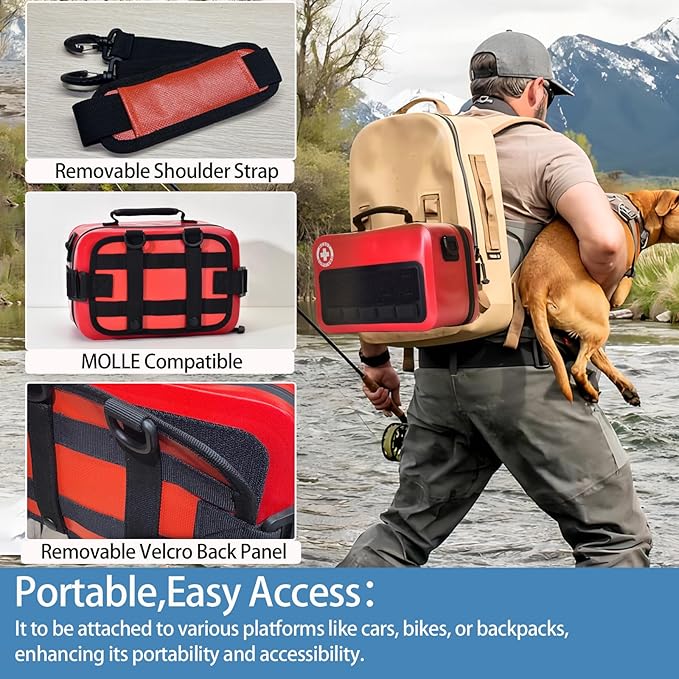 348-Piece Waterproof First Aid Kit- Comprehensive Trauma Kit for Marine/Boating/Camping/Hurricanes, Car & Home Emergency Medical Kits with Labeled Compartments, MOLLE System & CPR Kit
