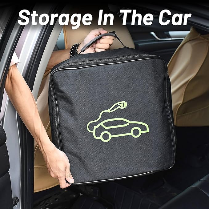 XhuangTech Waterproof EV Charging Cable Storage Bag Organizer, Heavy Duty Portable EV Charger Case for Electric Vehicle Chargers, Jumper Cables, Extension Cords, Hoses, Adapters, & Car Accessories