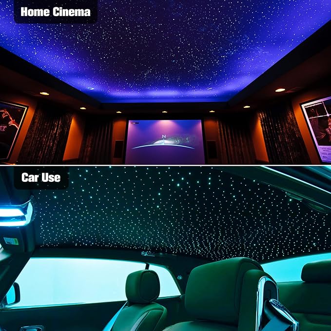 CHINLY Twinkle 400pcs 9.8ft (0.03in+0.04in+0.06in) Fiber Optic Lights Starlight Headliner kit, Music Mode Bluetooth APP Control Remote,RGBW Twinkle Star Lights for Star Headliner/Home Ceiling/Theater